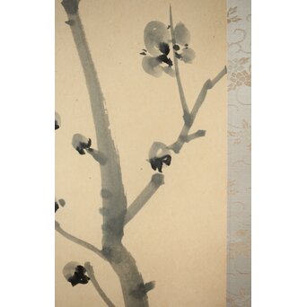 山口蓬春 梅図 紙本掛軸　Z458 