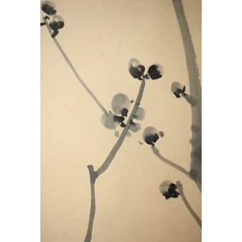 山口蓬春 梅図 紙本掛軸　Z458 