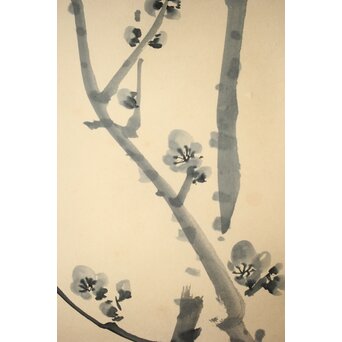 山口蓬春 梅図 紙本掛軸　Z458 