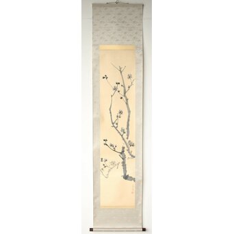山口蓬春 梅図 紙本掛軸　Z458 