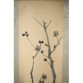 山口蓬春 梅図 紙本掛軸　Z458 