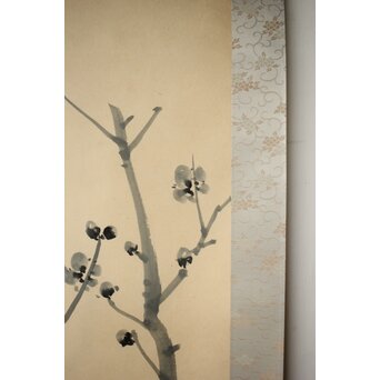 山口蓬春 梅図 紙本掛軸　Z458 