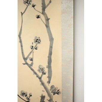 山口蓬春 梅図 紙本掛軸　Z458 