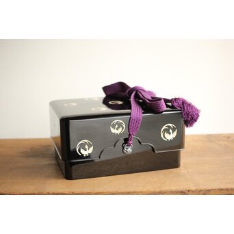 法隆寺献納宝物写 鳳凰円文螺鈿文箱 日本橋 木屋漆器店　Q348 