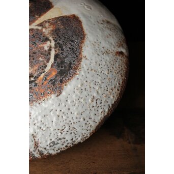 二代  加藤春鼎 鼠志野皿 共箱　P439 