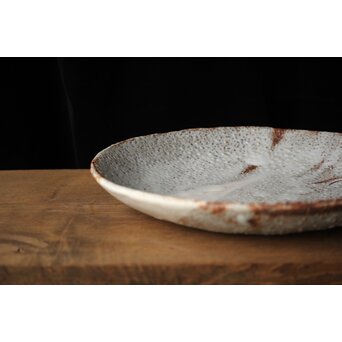 二代  加藤春鼎 鼠志野皿 共箱　P439 