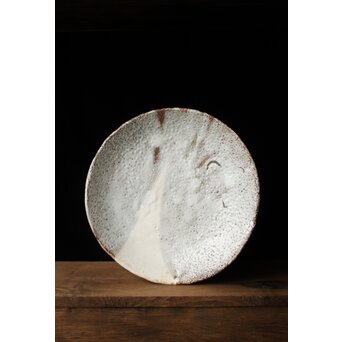 二代  加藤春鼎 鼠志野皿 共箱　P439