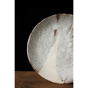 二代  加藤春鼎 鼠志野皿 共箱　P439 