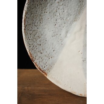 二代  加藤春鼎 鼠志野皿 共箱　P439 