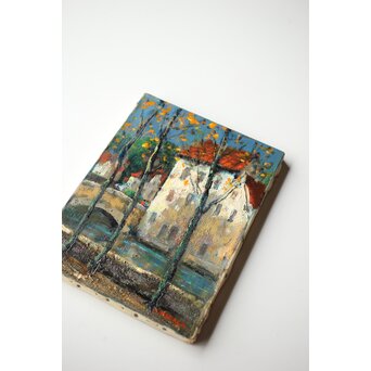 平賀亀祐「BURGE」4号 油彩額装 タトウ付　Z459 