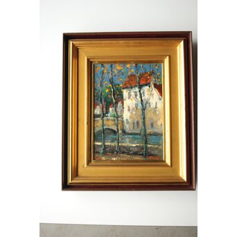 平賀亀祐「BURGE」4号 油彩額装 タトウ付　Z459 