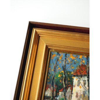 平賀亀祐「BURGE」4号 油彩額装 タトウ付　Z459 