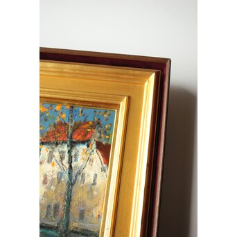 平賀亀祐「BURGE」4号 油彩額装 タトウ付　Z459 