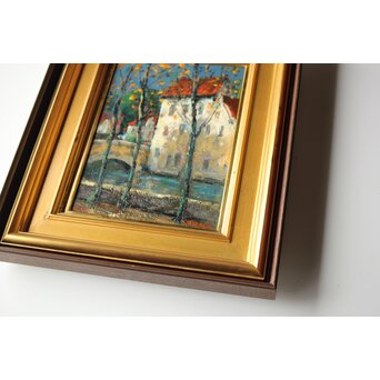 平賀亀祐「BURGE」4号 油彩額装 タトウ付　Z459 