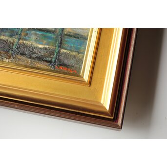 平賀亀祐「BURGE」4号 油彩額装 タトウ付　Z459 