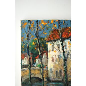 平賀亀祐「BURGE」4号 油彩額装 タトウ付　Z459 