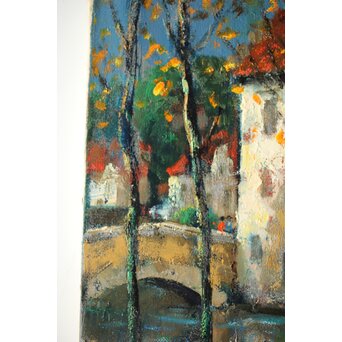 平賀亀祐「BURGE」4号 油彩額装 タトウ付　Z459 