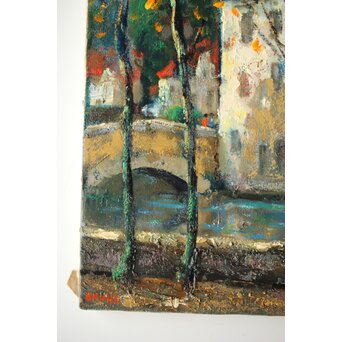 平賀亀祐「BURGE」4号 油彩額装 タトウ付　Z459 