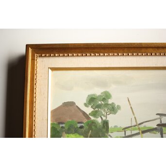 中村琢二 水郷風景 油彩額装 10号　Z460 