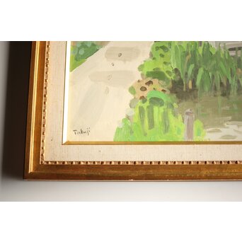 中村琢二 水郷風景 油彩額装 10号　Z460 