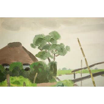 中村琢二 水郷風景 油彩額装 10号　Z460 