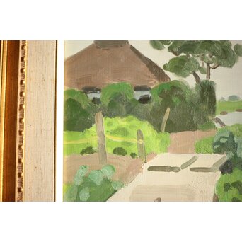 中村琢二 水郷風景 油彩額装 10号　Z460 