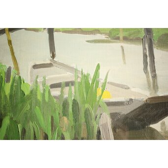 中村琢二 水郷風景 油彩額装 10号　Z460 