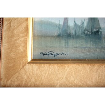 鈴木政輝 帰帆 油彩額装 4号　Z461 