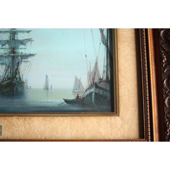 鈴木政輝 帰帆 油彩額装 4号　Z461 