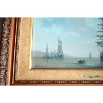 鈴木政輝 帰帆 油彩額装 4号　Z461 