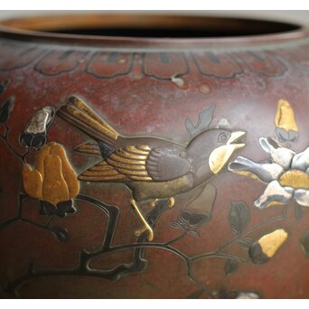 花鳥 金銀象嵌瓶掛　M390 