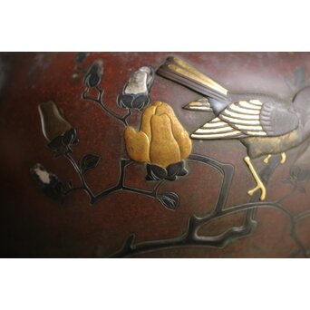 花鳥 金銀象嵌瓶掛　M390 