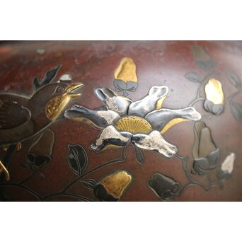 花鳥 金銀象嵌瓶掛　M390 