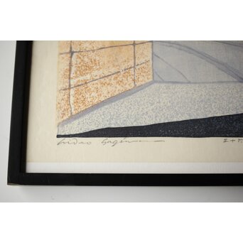 萩原英雄 三十六富士 明と暗と 木版画 額装　Z465 