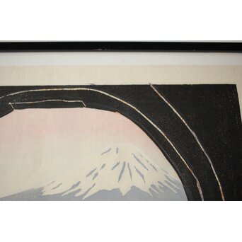 萩原英雄 三十六富士 明と暗と 木版画 額装　Z465 