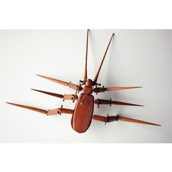 アイヌ工芸 自在木彫 天牛　X429 