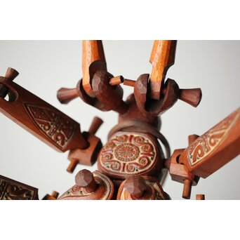 アイヌ工芸 自在木彫 天牛　X429 