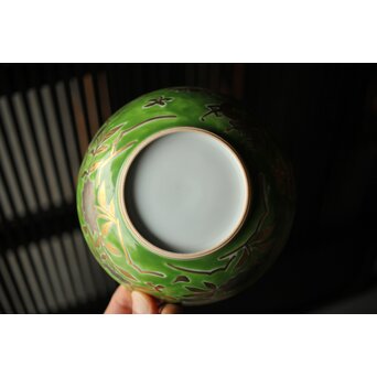 美術商 貴多川 青釉地金襴手蓋向 10客　P441 