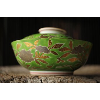 美術商 貴多川 青釉地金襴手蓋向 10客　P441 