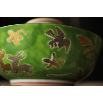 美術商 貴多川 青釉地金襴手蓋向 10客　P441 