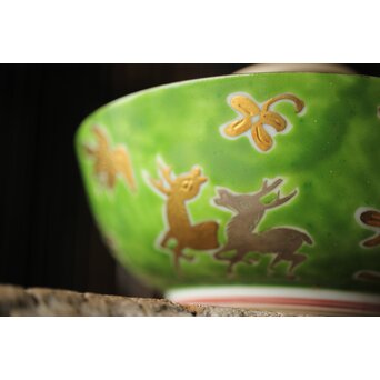 美術商 貴多川 青釉地金襴手蓋向 10客　P441 