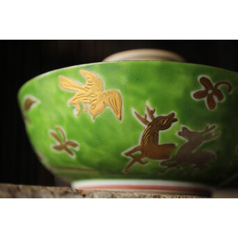 美術商 貴多川 青釉地金襴手蓋向 10客　P441 