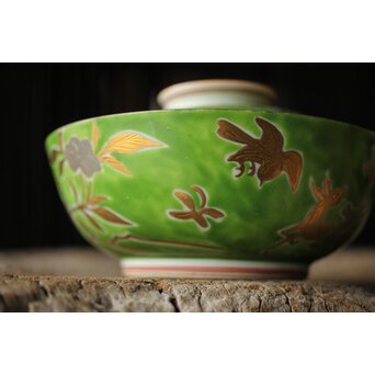 美術商 貴多川 青釉地金襴手蓋向 10客　P441 