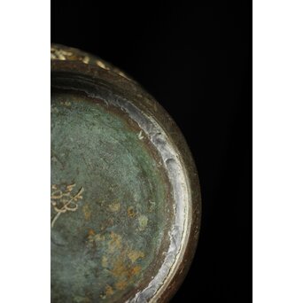 銕仙作 青銅器意 鳥獣地紋花瓶　M391 