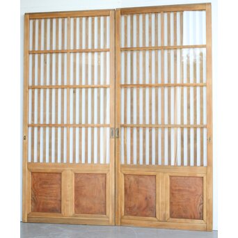 クリアガラス ハイサイズ玄関格子戸 2枚1組　L1114 ウラ　クリアガラスが全面に設置