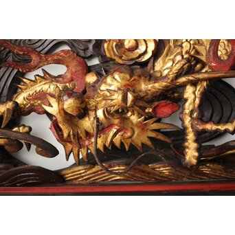 寺院彫刻金彩木彫欄間 龍　R0372 