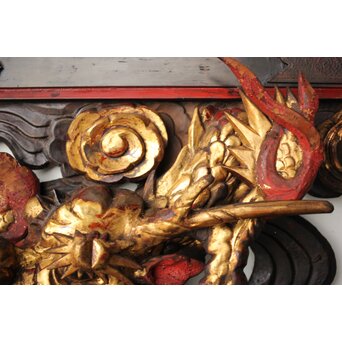 寺院彫刻金彩木彫欄間 龍　R0372 