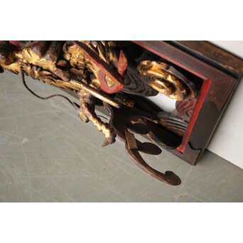 寺院彫刻金彩木彫欄間 龍　R0372 非常に立体的　配送は困難です