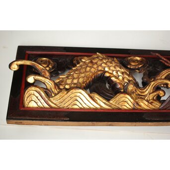 寺院彫刻金彩木彫欄間 龍　R0372 