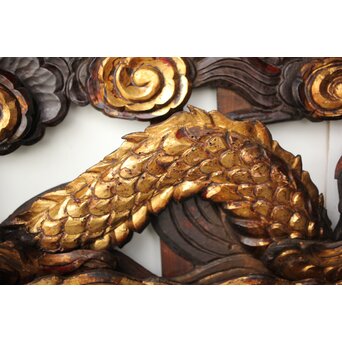 寺院彫刻金彩木彫欄間 龍　R0372 